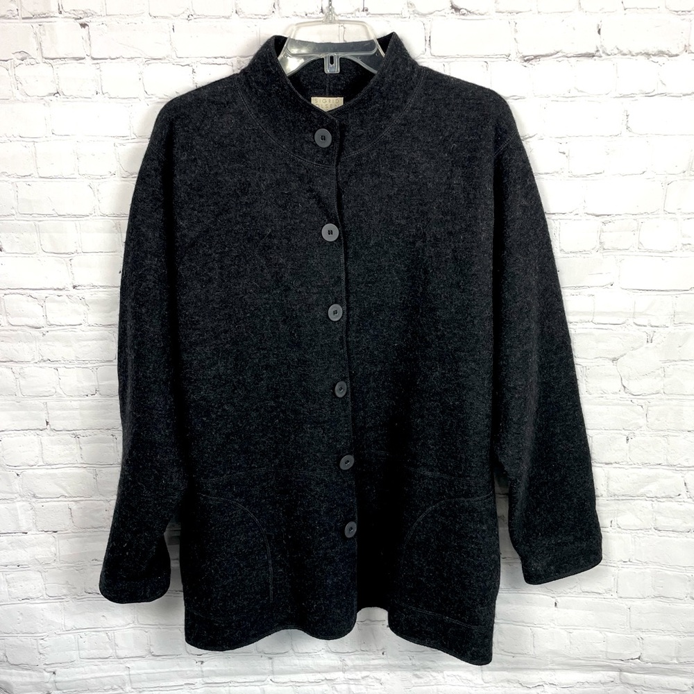 Sigrid Olsen 100% Wool Dark Grey Jacket/Coat Size **Review Measurements